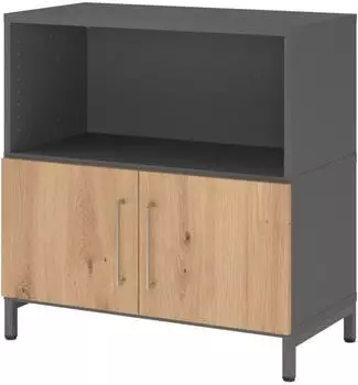 Hammerbacher FlexWall FW28T1 Fl&uuml;gelt&uuml;renschrank 2OH Sockel 80x41,7x82,8cm Graphit/Asteiche (VFW28T1KUGRBS)