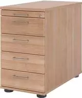 Hammerbacher Standcontainer 80cm 4 Schub Schloss B&uuml;gelgriff Nussbau