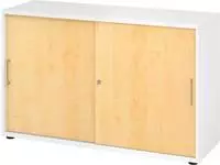 Hammerbacher-Schiebet&uuml;renschrank 2 OH BS Wei&szlig;/Ahorn-V1752S/W/3/BS