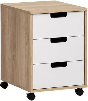 Schildmeyer Emmik Rollcontainer 3 Schubk&auml;sten, 40,1x50x57cm, Wei&szlig;/Eiche (159594)