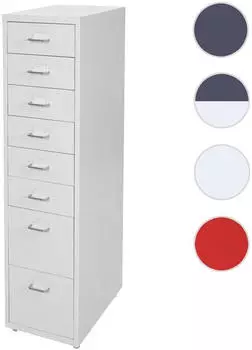 Mendler Boston T851 Rollcontainer Stahlschrank 8 Schubladen 110x28x41cm rot (55304)