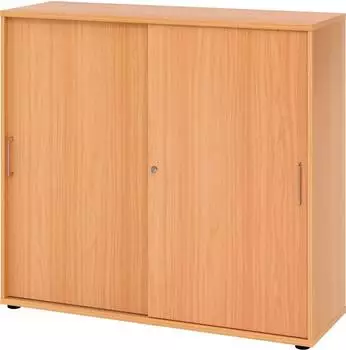 Hammerbacher Schiebet&uuml;renschrank 3OH 120x40x110cm Buche Metallgriff (V1753S)