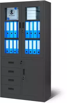 Jan Nowak C042 Aktenschrank Stahl Fl&uuml;gelt&uuml;ren mit Schubladen 185x90x40cm (C042)