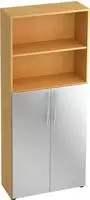 Hammerbacher-Regal 5OH, 3OH T&uuml;ren unt. BM Buche/Silber-V4770/6/S/BM
