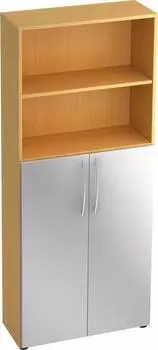 Hammerbacher Basic Kombischrank 5OH, 2 T&uuml;ren, 80x33x188cm, Buche/Silber (V4770/6/S/BM)