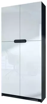 Vladon Logan Aktenschrank 5 F&auml;cher 4 T&uuml;ren Schwarz matt/Wei&szlig; Hochglanz 82x184x37cm (50005134)