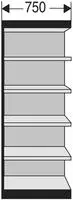 B&uuml;ro-Regal Progress 2000 Regalfeld HxBxT 2250x750x600mm 6 B&ouml;den R&uuml;ckw. silber