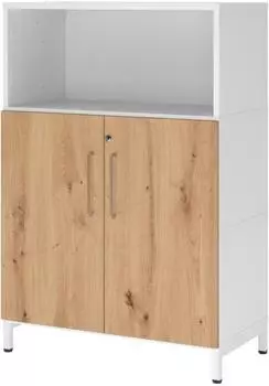 Hammerbacher FlexWall FW38T2 Fl&uuml;gelt&uuml;renschrank 3OH mit Sockel, Wei&szlig;/Asteiche (VFW38T2KUWRBS)