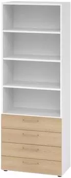 Hammerbacher Advanced 9 Regal 6OH 4 Sch&uuml;be Wei&szlig;/Eiche 80x41,7x215,6cm (V968S4/W/E/BS)