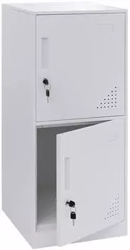 Mendler HWC-P63 Schlie&szlig;fachschrank 2 T&uuml;ren Stahl 90x38x45cm wei&szlig; (122509)