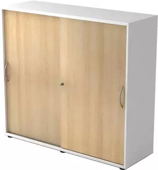 Hammerbacher Serie 9 Schiebet&uuml;renschrank 3OH, 120x40x110cm, Wei&szlig;/Eiche (1753S)