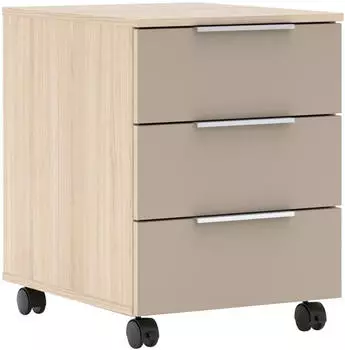 Innostyle Santorin Rollcontainer 3 Schubk&auml;sten Glas/Holzwerkstoff Cashmere/Riva Eiche (57099648-0)