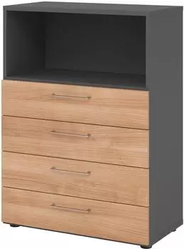 Hammerbacher V9 Advanced Regal 3OH, 4 Sch&uuml;be, 80x110x41,7cm, Graphit/Nussbaum (V938S4/G/N/BS)