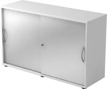 Hammerbacher Schiebet&uuml;renschrank 2OH 120x40x74,8cm Bogengriff Wei&szlig;/Silber (1752S)