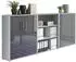 Mid.you Office Edition SW Set 9 Aktenschrank 6 Fächer, Grau/Anthrazit Hochglanz, 253.2x113.6x33cm (001067008106)