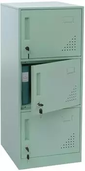 MCW Spind P63, 3 T&uuml;ren, 90x38x45cm, Stahl, mintgr&uuml;n (100331)