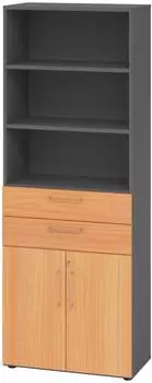 Hammerbacher Advanced 968K2 Kombischrank 6 OH, graphit/buche, 80x215,6x41,7cm (V968K2/G/6/BS)