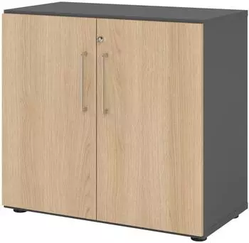 Hammerbacher Advanced 928T2 Flügeltürenschrank 2OH 80x74,8x41,7cm Graphit/Eiche (V928T2/G/E/BS)