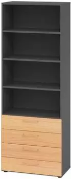 Hammerbacher V9 Advanced Regalschrank 6OH 4 Schübe Graphit/Buche 80x215,6x41,7cm (V968S4/G/6/BS)