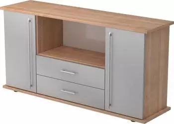 Hammerbacher Sideboard SBTS 2 T&uuml;ren 2 Sch&uuml;be Nussbaum/Silber Relinggriff (VSBTS/N/S/RE)