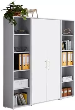 Mid.you Office Edition Set 3 Schrankwand abschlie&szlig;bar, grau/wei&szlig;, 173x186x33cm (001067007804)