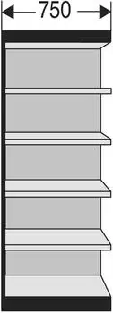 Kerkmann Progress 2000 Regalfeld 6 B&ouml;den 2250x750x400mm mit R&uuml;ckwand silber (2817)