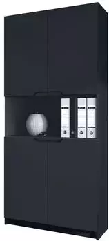 Vladon Logan V2 Aktenschrank Schwarz matt, Soft-Close, 82x184x37cm (800000893663)