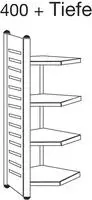 Design-Regal M2 Eckfeld BXHxT 400x1800x500mm 4 B&ouml;den alusilber/lichtgrau