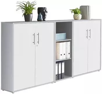 Mid.you Office Edition SW Set 8 Aktenschrank, 6 F&auml;cher, grau/wei&szlig;, 213x114x33cm (001067008004)