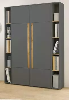 Furn.Design Center Aktenschrank-Set 4-teilig, grau matt / Eiche Wotan, 140x200cm (I-AAACRC)
