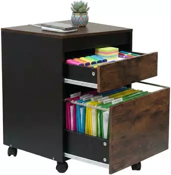 Relaxdays Rollcontainer mit H&auml;ngeregister, 2 Schubladen, 40x40x57cm