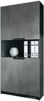 Vladon Logan V2 Aktenschrank Soft-Close 82x184x37cm Beton Dunkel Optik (800000584123)