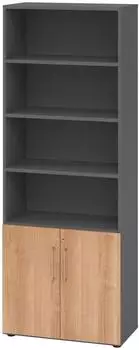 Hammerbacher Advanced 968T2 Kombischrank Regal 6OH/Türen 2OH graphit/nussbaum (V968T2/G/N/BS)