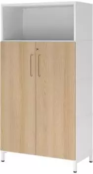 Hammerbacher FlexWall Flügeltürenschrank 4OH mit Sockel, 80x41,7x153,2cm, Weiß/Eiche (VFW48T3KUWEBS)