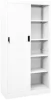 vidaXL B&uuml;roschrank mit Schiebet&uuml;r Wei&szlig; 90x40x180 cm Stahl
