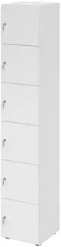 Hammerbacher Schließfachschrank 264L6 6 Fächer Zylinderschloss weiß 40x42x215,6cm (V264L6/W/W/DS)