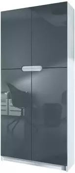 Vladon Logan Aktenschrank 5 F&auml;cher, 4 T&uuml;ren, grau hochglanz (800000584504)