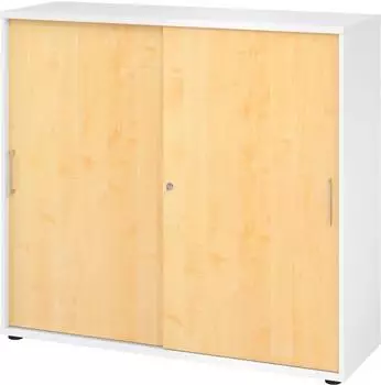 Hammerbacher Schiebetürenschrank 3OH 120x40x110cm Weiß/Ahorn (V1753S)