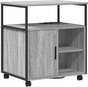 vidaXL B&uuml;roschrank mit Rollen Grau Sonoma 60x46x67cm Spanplatte