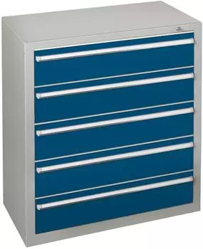 Schulte Schubladenblock 110cm, 5 Sch&uuml;be, lichtgrau/blau (36285)