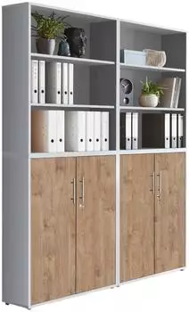 Mid.you Office Edition Aktenschrank grau/eichefarben, 8 F&auml;cher, 168,8x227,2x33cm (001067008310)
