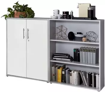 BMG Office Edition Aktenschrank Set 1 niedrig, Holzwerkstoff, lichtgrau/wei&szlig; matt (Set 1 niedrig)