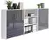 BMG Office Edition Aktenschrank Set 9, Holzwerkstoff, Weiß/Anthrazit Hochglanz, 6 Fächer, 253.2x113.6x33cm