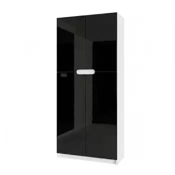 Vladon Logan Aktenschrank 5 F&auml;cher, 4 T&uuml;ren, schwarz Hochglanz, 82x184x37cm (800000584583)