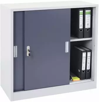 Mendler Boston Aktenschrank Stahl, Schiebet&uuml;ren, 90x90x45cm, anthrazit (HWC-F41)