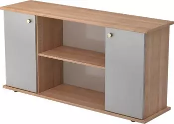 Hammerbacher Sideboard SB2T 2 T&uuml;ren 166,1x44,8x84cm Streifengriff Nussbaum/Silber (VSB2T/N/S/SG)