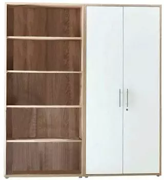 BMG Office Edition Aktenschrank Sonoma Eiche/Wei&szlig; Hochglanz, 8 F&auml;cher, 168,8x185,6x33cm