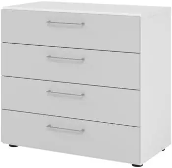 Hammerbacher Advanced 9 Regal 2OH, 4 Schubladen, 80x41,7x74,8cm, Weiß/Grau (V928S4/W/5/BS)