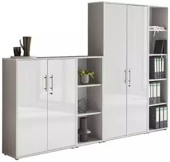 Mid.you Office Edition Aktenschrank Set 4, 12 F&auml;cher, grau/wei&szlig; Hochglanz (001067007905)