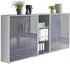 Mid.you Office Edition Schrankwand grau/anthrazit hochglanz, 6 Fächer, 213x114x33cm